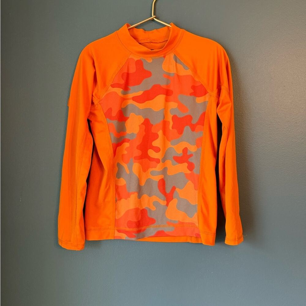 Lands end Kids Orange Camouflage Long Sleeve Rashguard
